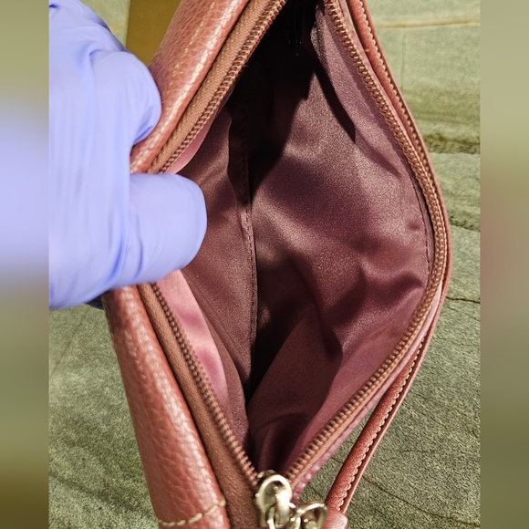 Coach Pebbled Leather Turnlock Wristlet Clutch Dusty Rose - Picture 10 of 11